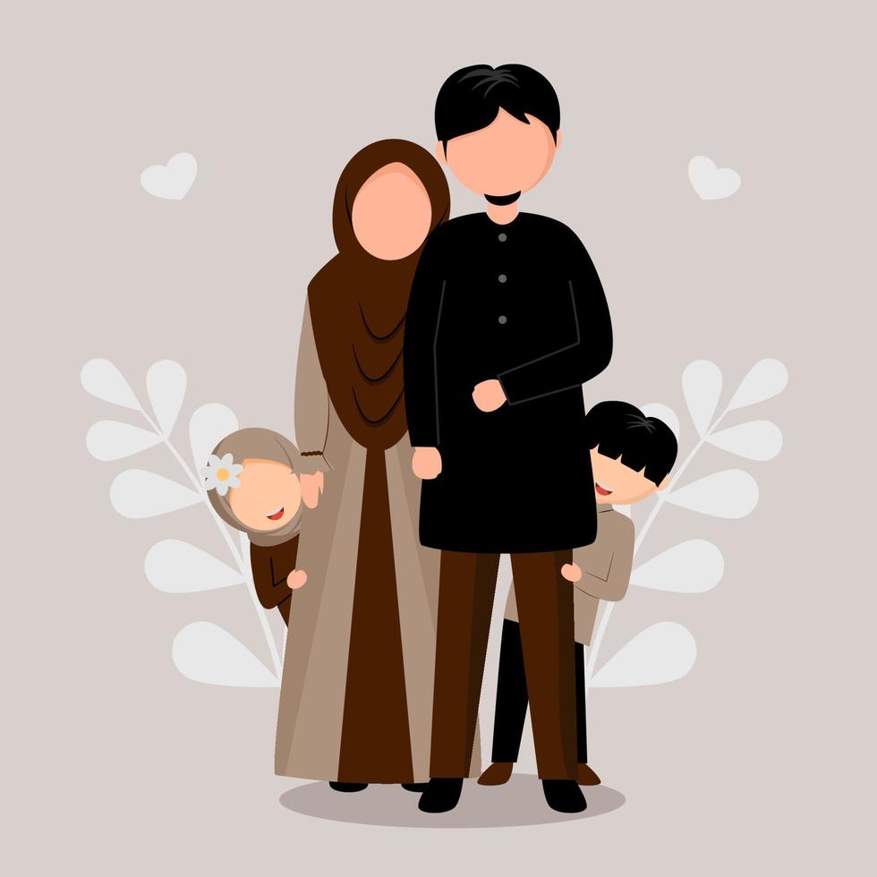 ilustração de família muçulmana vetor