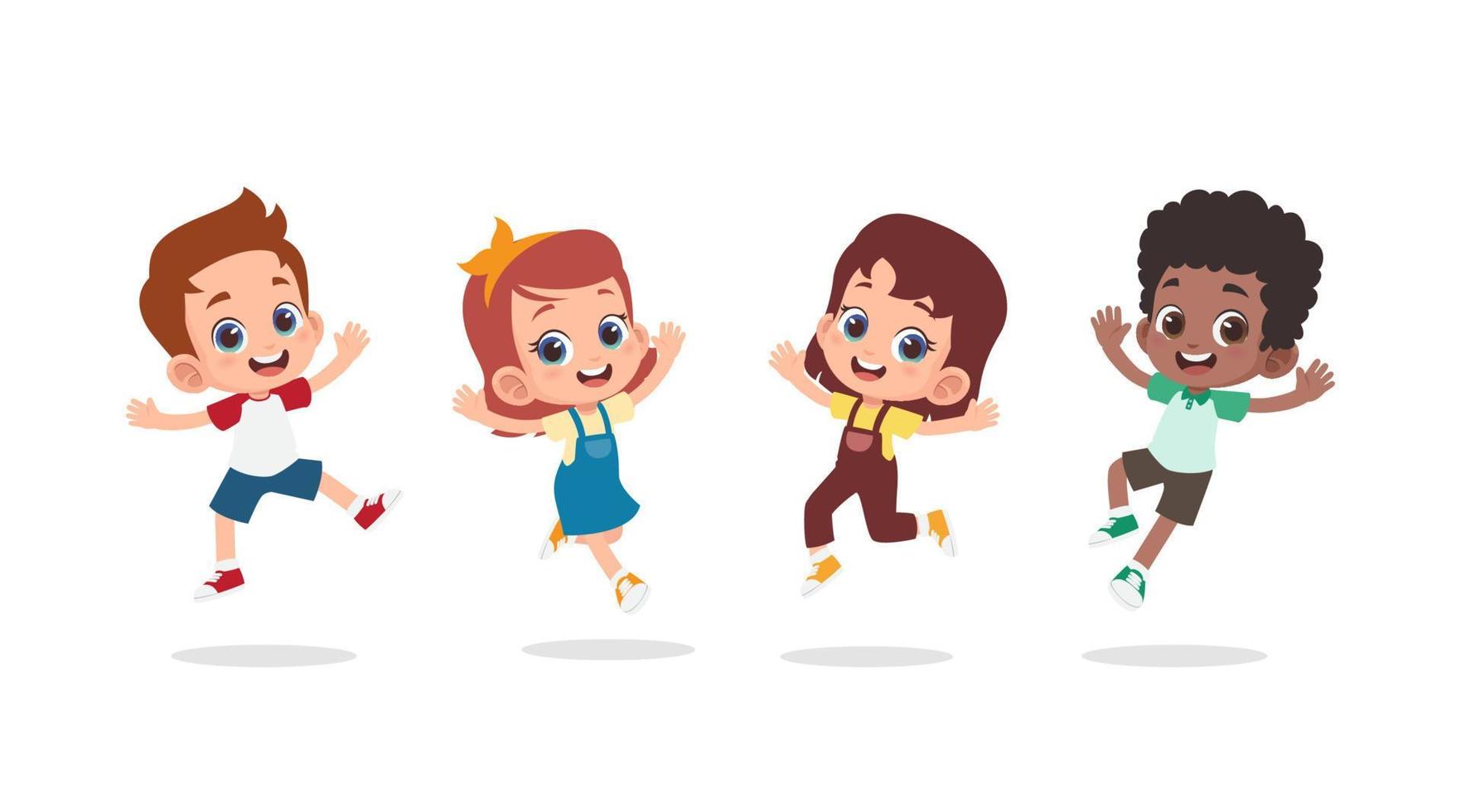 grupo de crianças felizes pulando vetor