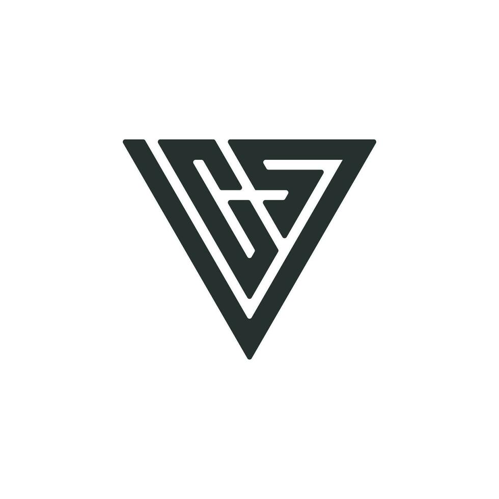 logotipo de carta de vcs abstrato na cor preta. vetor