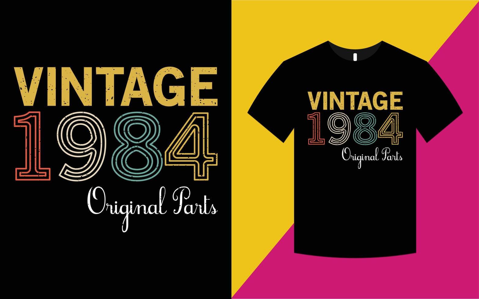 modelo de camiseta gráfica de aniversário vintage 1984 vetor