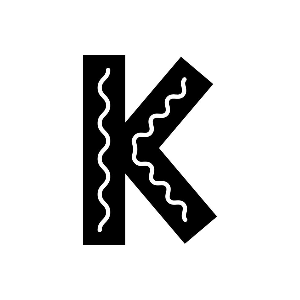 letra ornamentada escandinava preto e branca k. fonte popular. letra k em estilo escandinavo. vetor