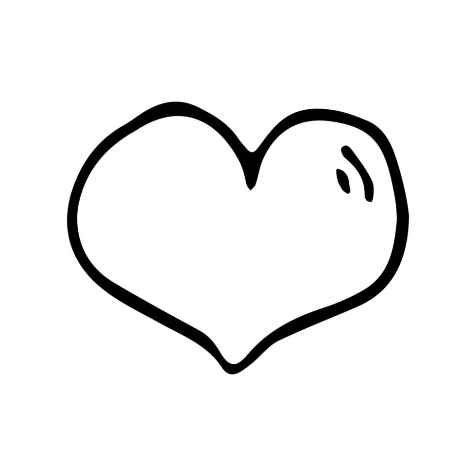 coração de doodle desenhado de mão. vetor amor clipart. contorno.