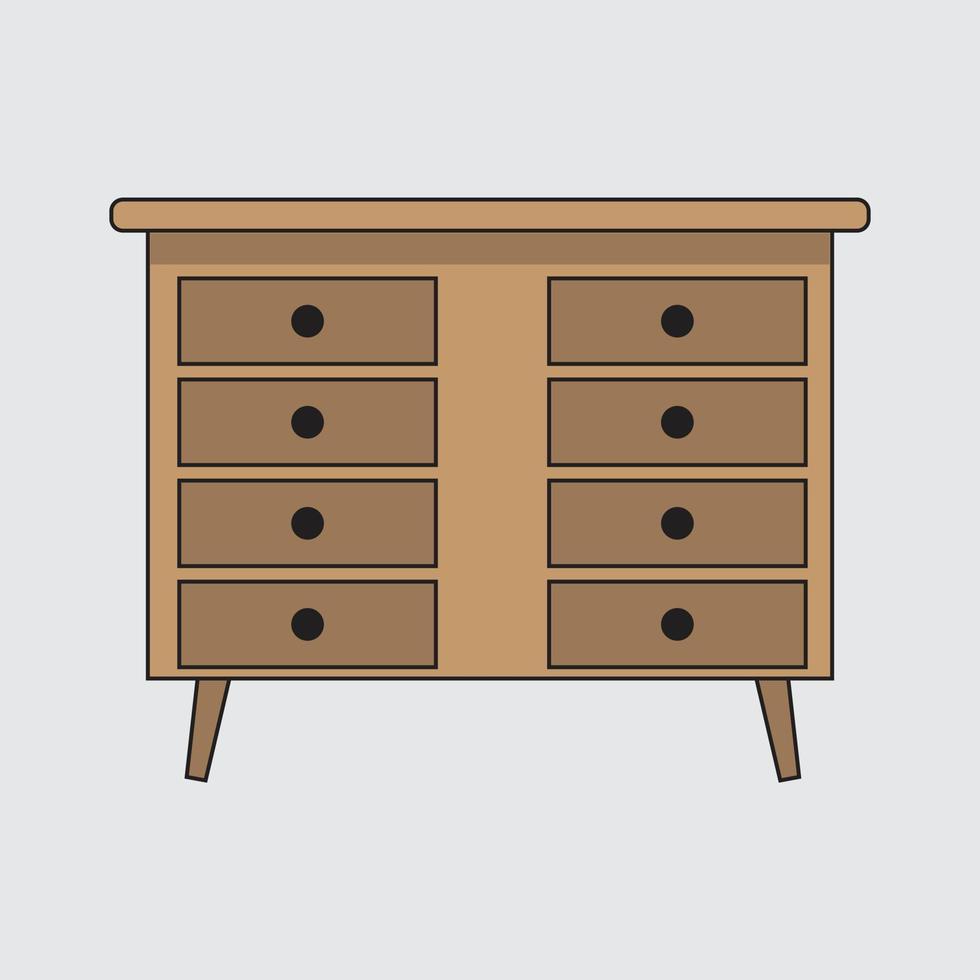 ilustração vetorial de armário de madeira de móveis vetor