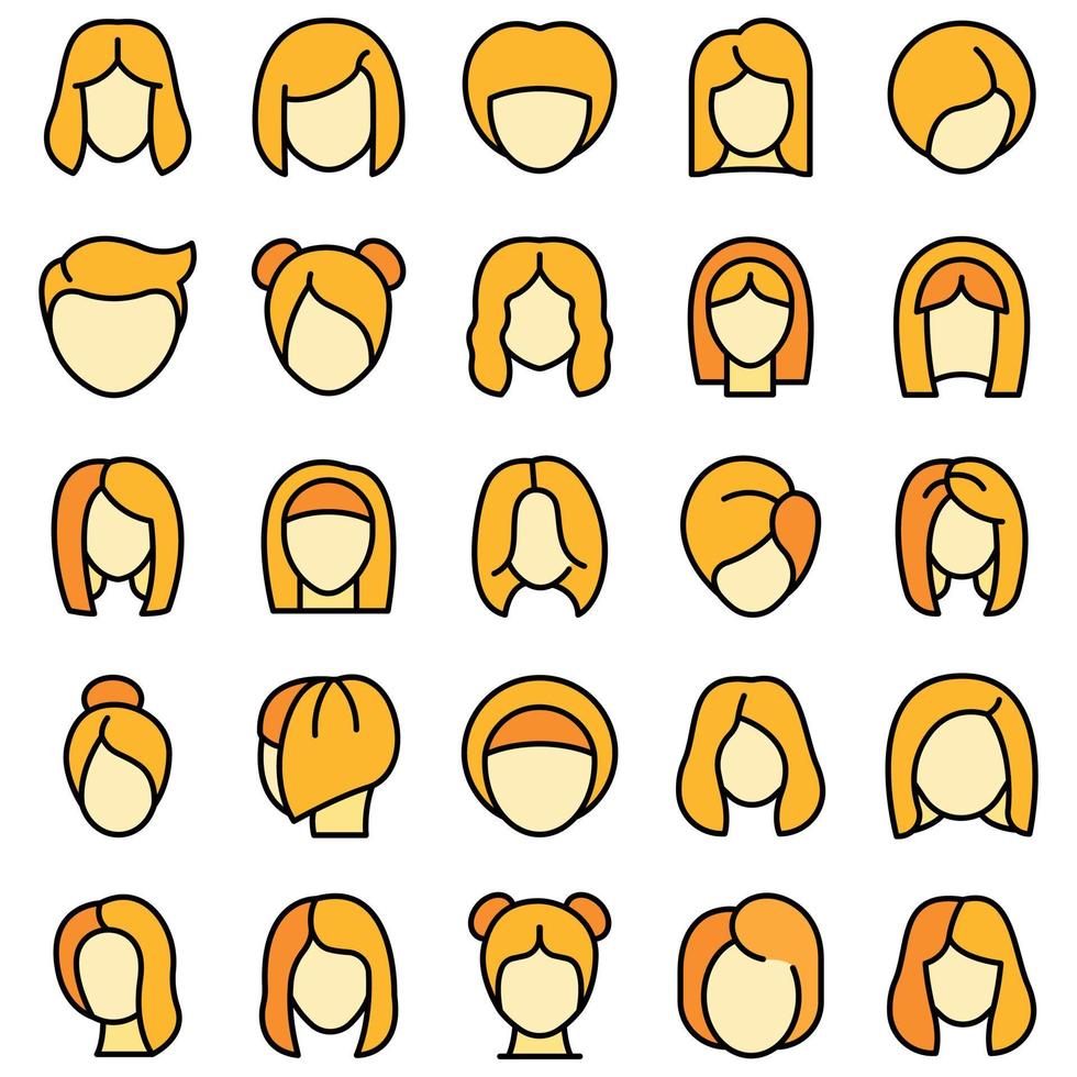 conjunto de ícones de peruca vetor plano
