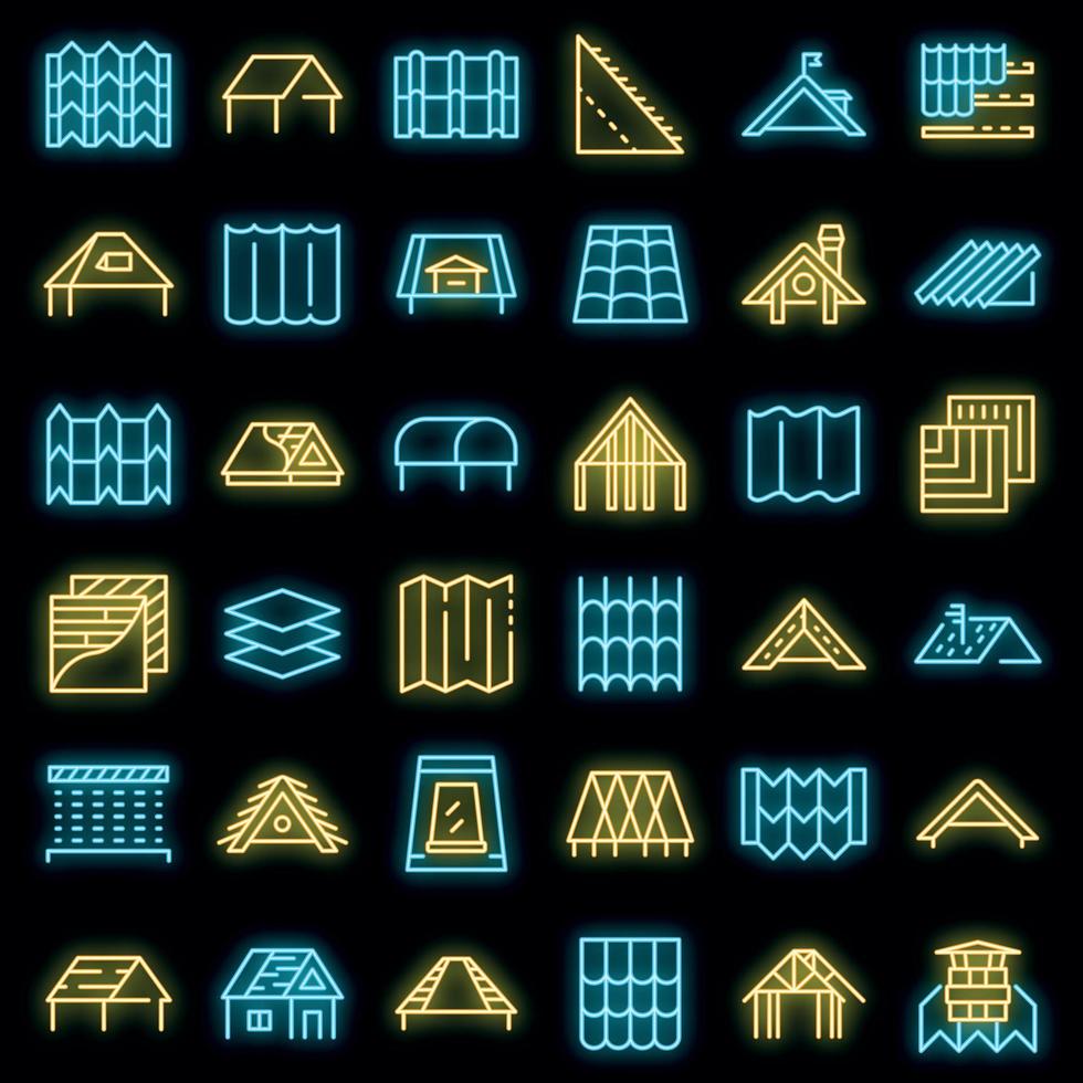 conjunto de ícones de telhado vector neon