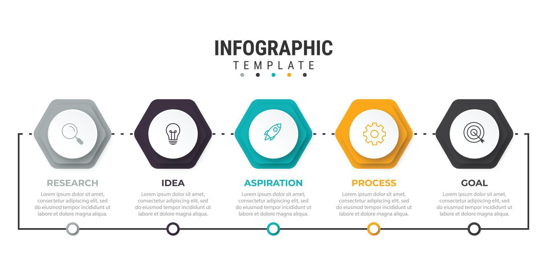 modelo de infográfico de negócios de apresentação com 5 opções. ilustração vetorial. vetor