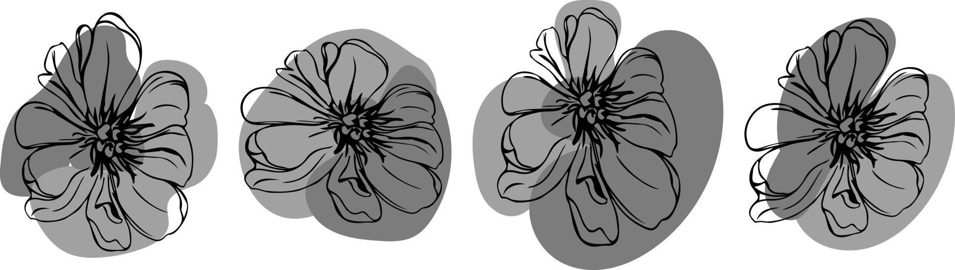 conjunto de botões de flores vetor contornos de silhueta isolados