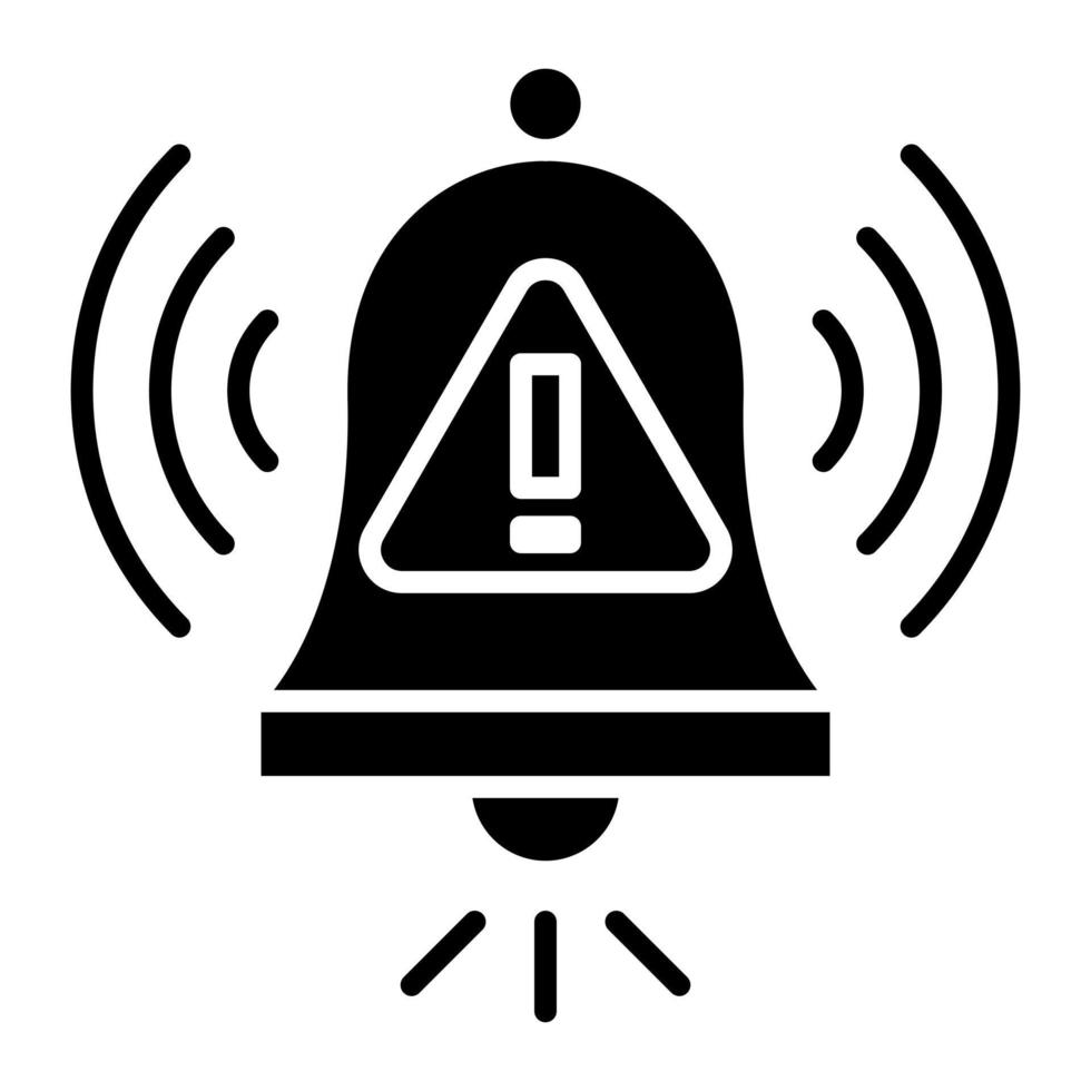 ícone de glifo de alarme de aviso vetor