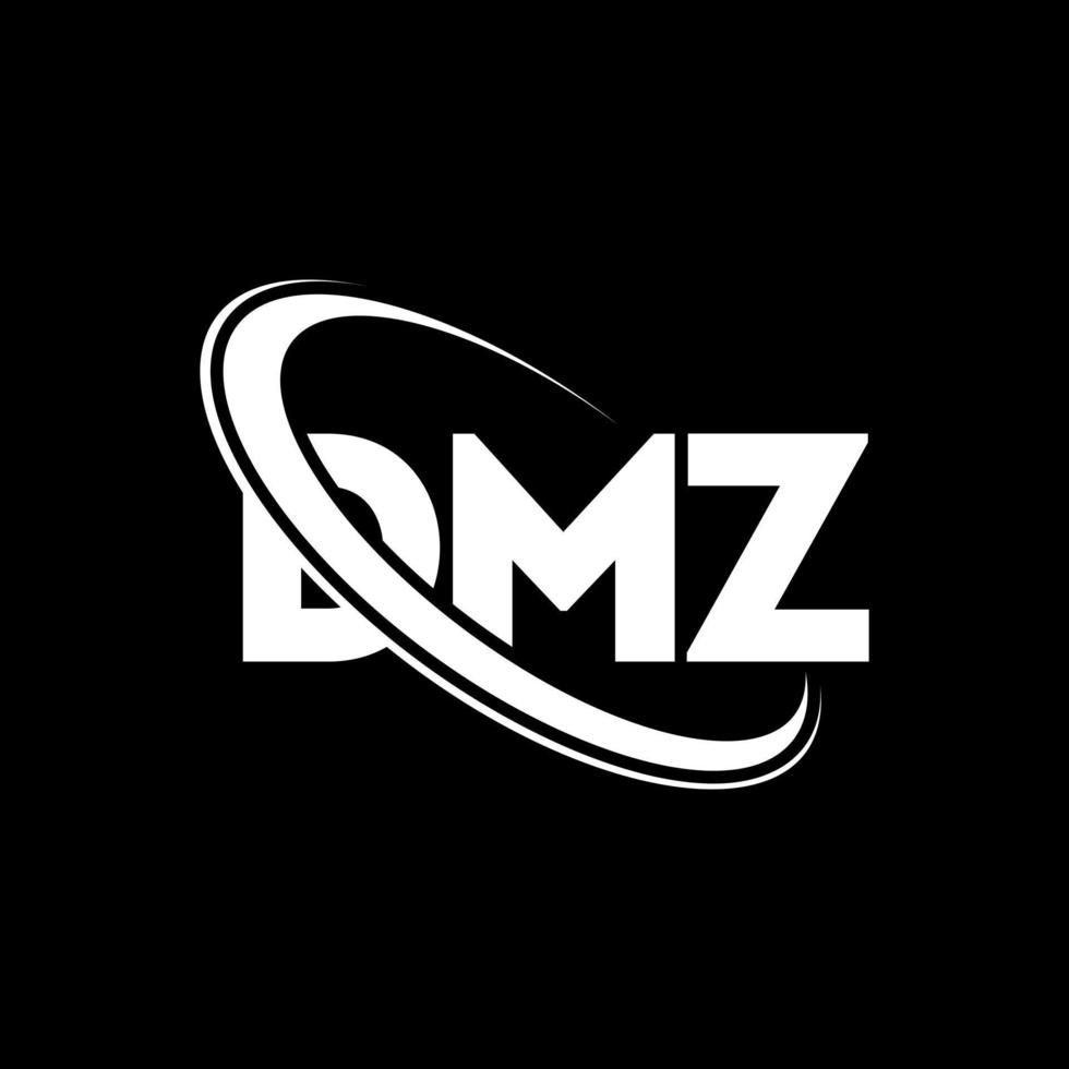 logotipo dmz. carta dmz. design de logotipo de letra dmz. iniciais dmz logotipo ligado com círculo e logotipo monograma em maiúsculas. tipografia dmz para marca de tecnologia, negócios e imóveis. vetor