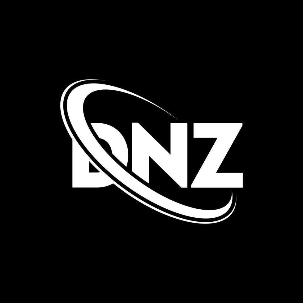 logotipo dn. carta dn. design de logotipo de letra dnz. iniciais dnz logotipo ligado com círculo e logotipo monograma em maiúsculas. dnz tipografia para marca de tecnologia, negócios e imóveis. vetor