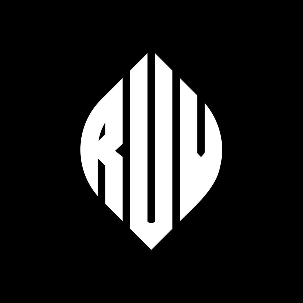 design de logotipo de carta de círculo ruv com forma de círculo e elipse. letras de elipse ruv com estilo tipográfico. as três iniciais formam um logotipo circular. ruv círculo emblema abstrato monograma carta marca vetor. vetor