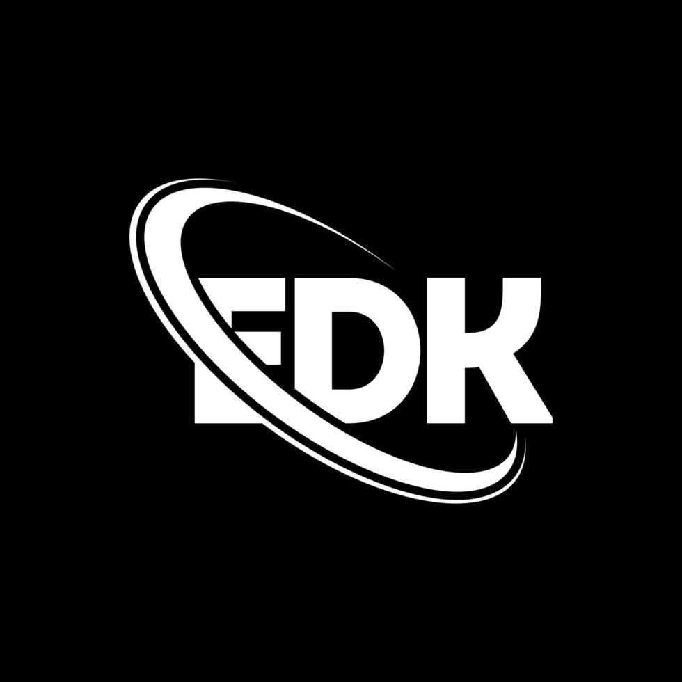 logotipo edk. carta ed. design de logotipo de carta edk. iniciais edk logotipo ligado com círculo e logotipo monograma maiúsculo. tipografia edk para marca de tecnologia, negócios e imóveis. vetor