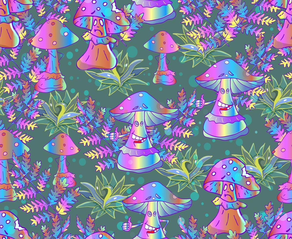 cogumelos engraçados psicadélicos coloridos brilhantes originais. padrão sem emenda de vetor para crianças.