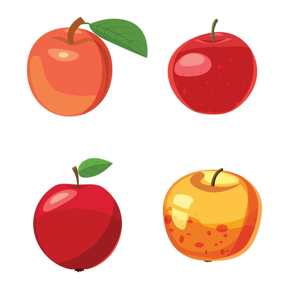 conjunto de ícones de maçã, estilo cartoon vetor