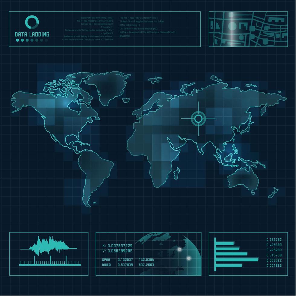 radar do mapa do mundo vetor