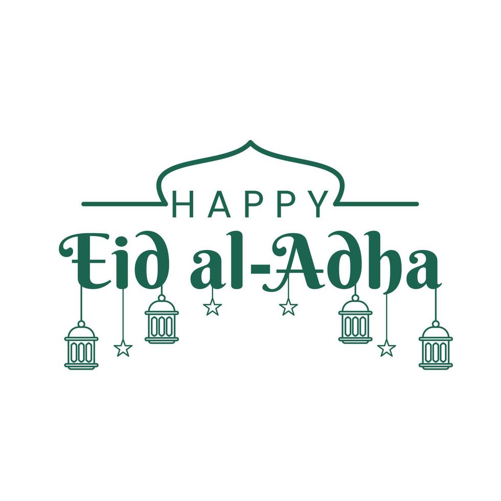 eid al adha saudação tipografia vetor