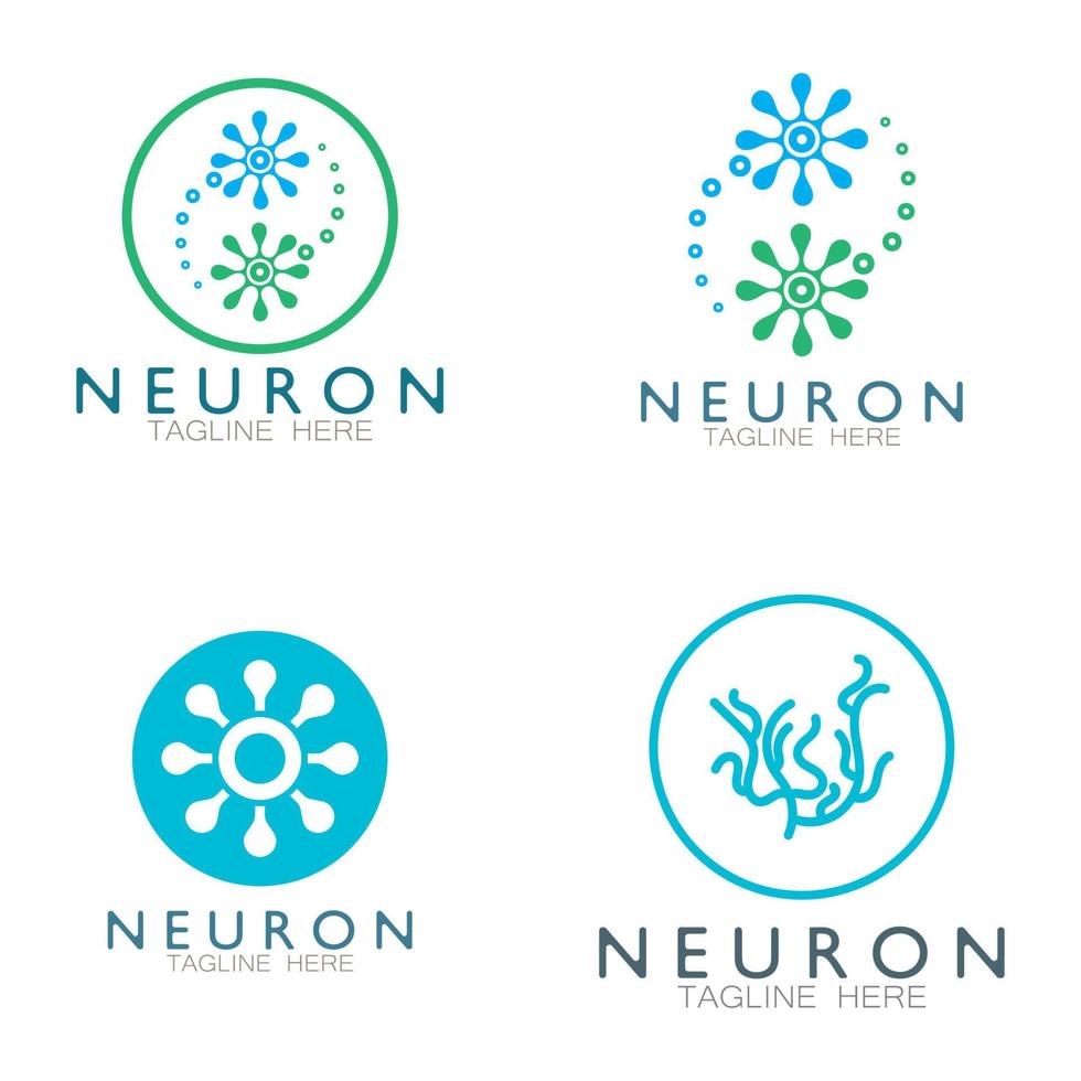 logotipo de neurônio ou design de logotipo de célula nervosa, ícone de modelo de ilustração de logotipo de molécula com conceito de vetor