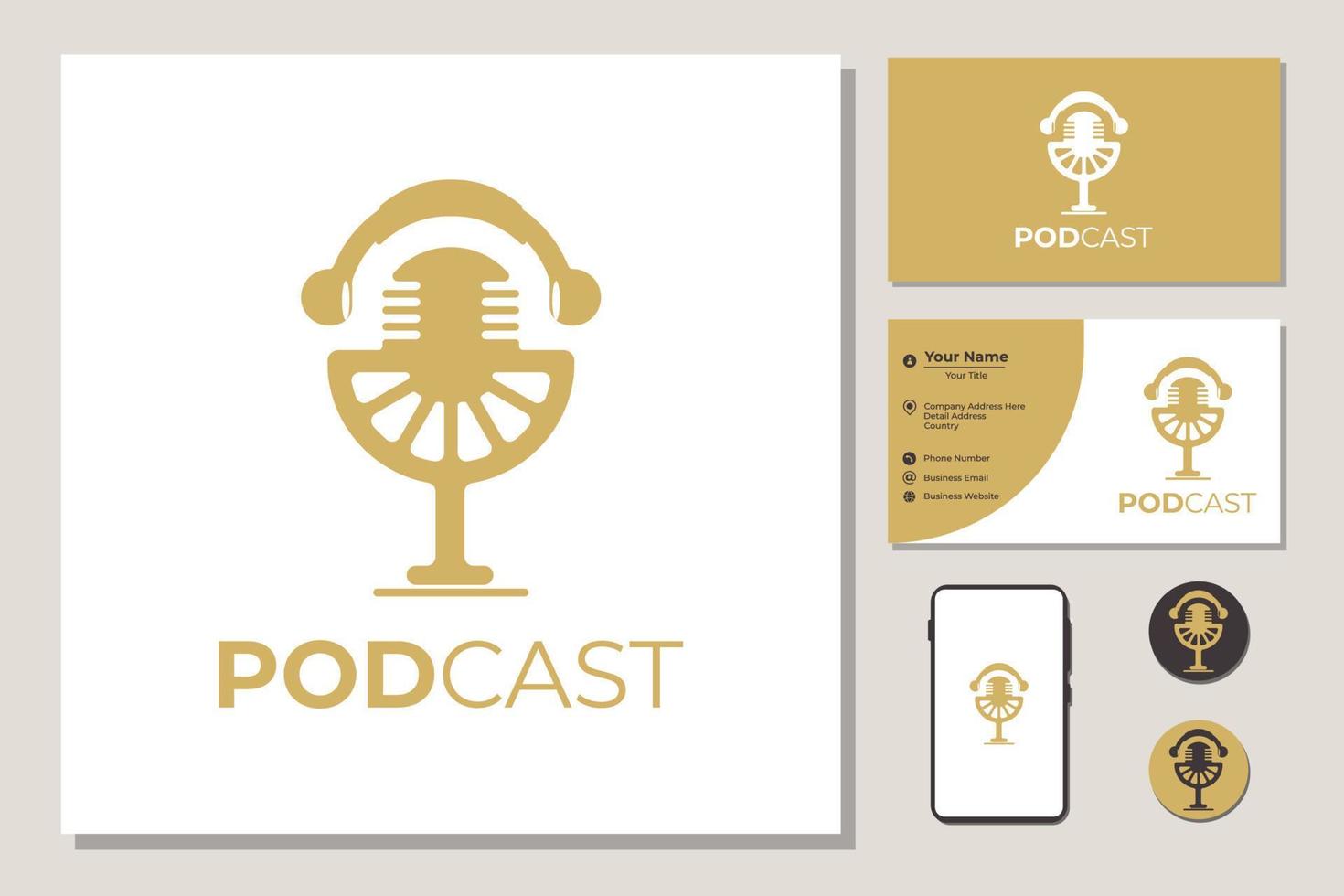 inspiração de design de logotipo de podcast criativo vetor