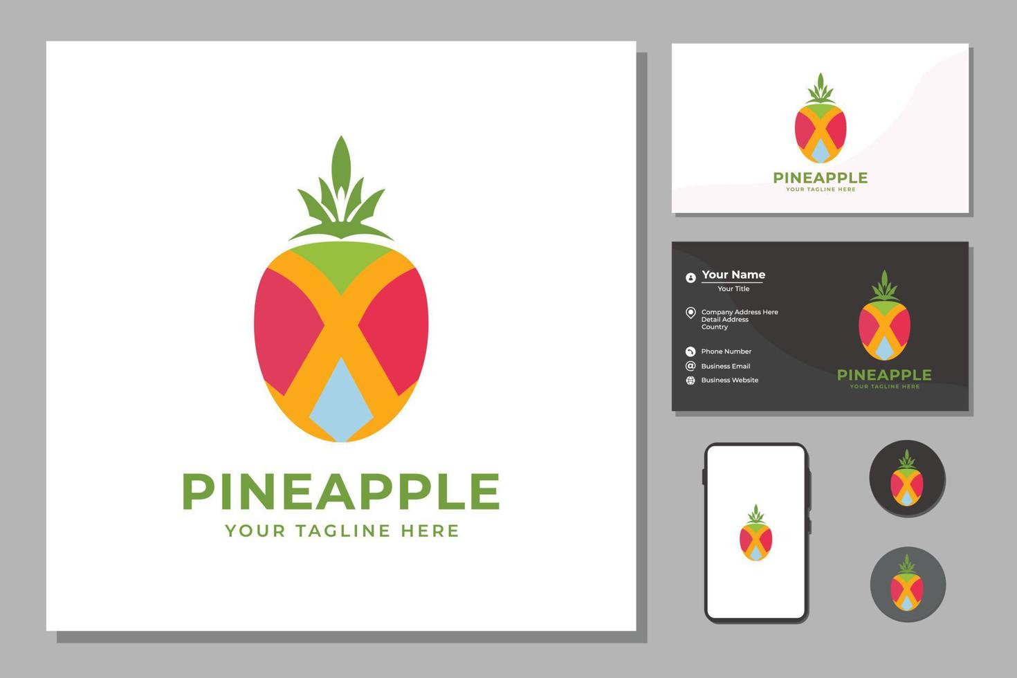 inspiração de símbolo de design de logotipo minimalista de frutas tropicais de abacaxi vetor