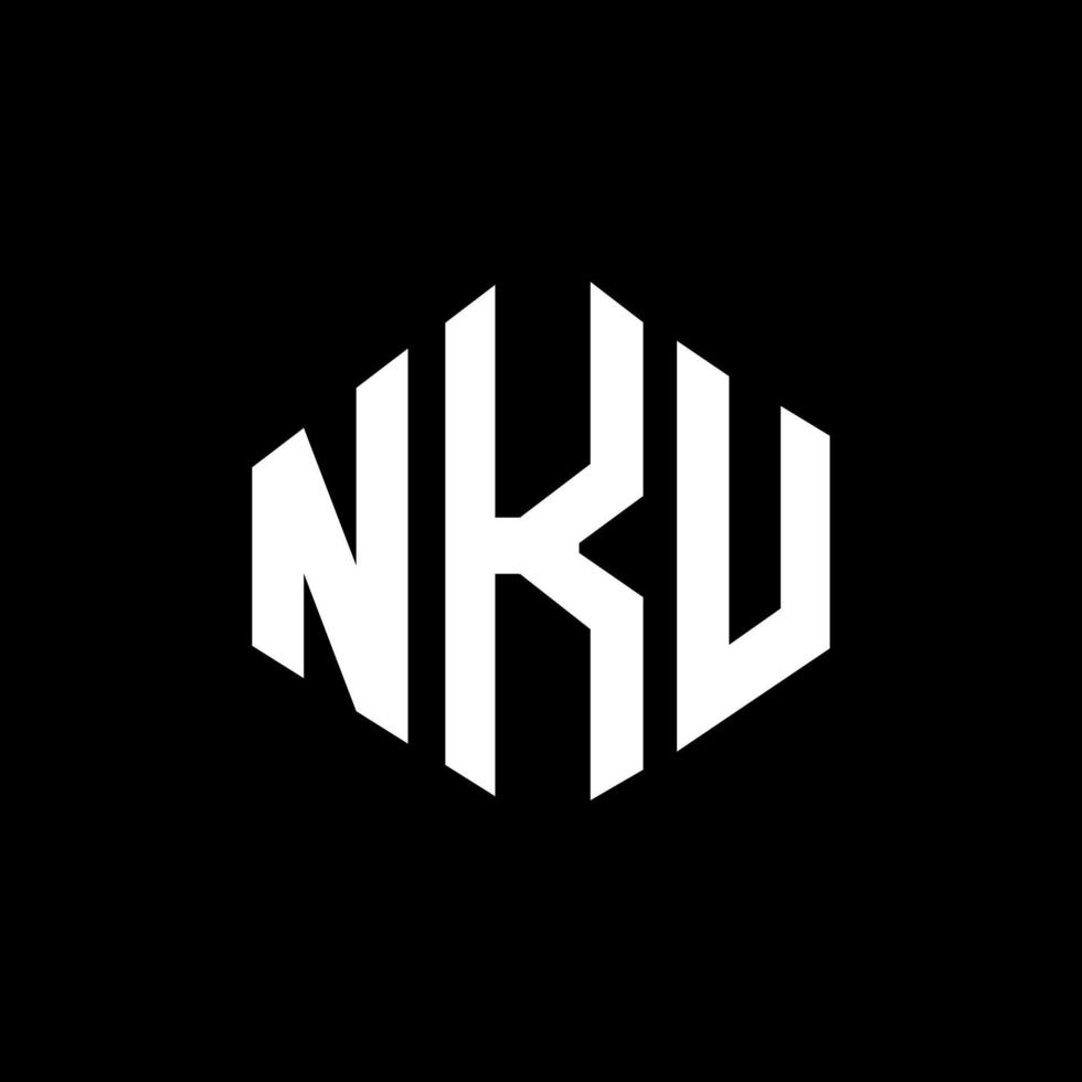 design de logotipo de carta nku com forma de polígono. nku polígono e design de logotipo em forma de cubo. modelo de logotipo de vetor hexágono nku cores brancas e pretas. nku monograma, logotipo de negócios e imóveis.