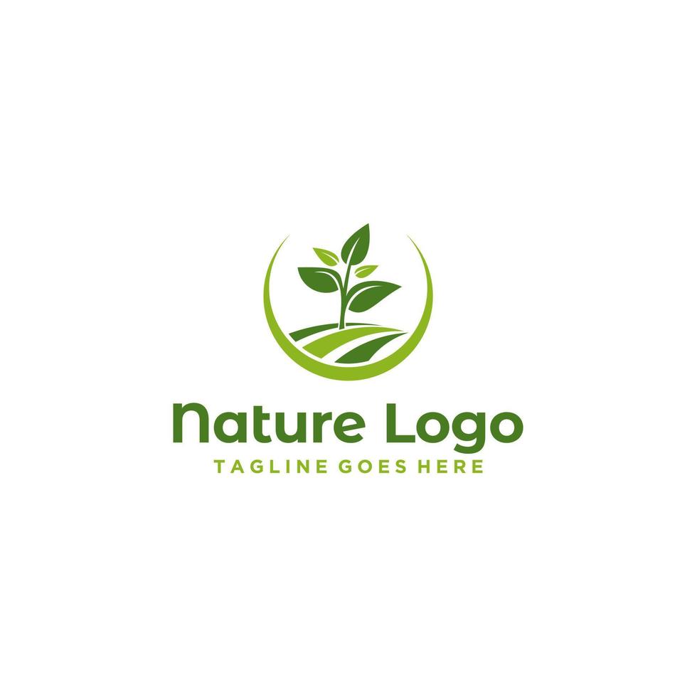 modelo de design de logotipo de fazenda de natureza verde vetor