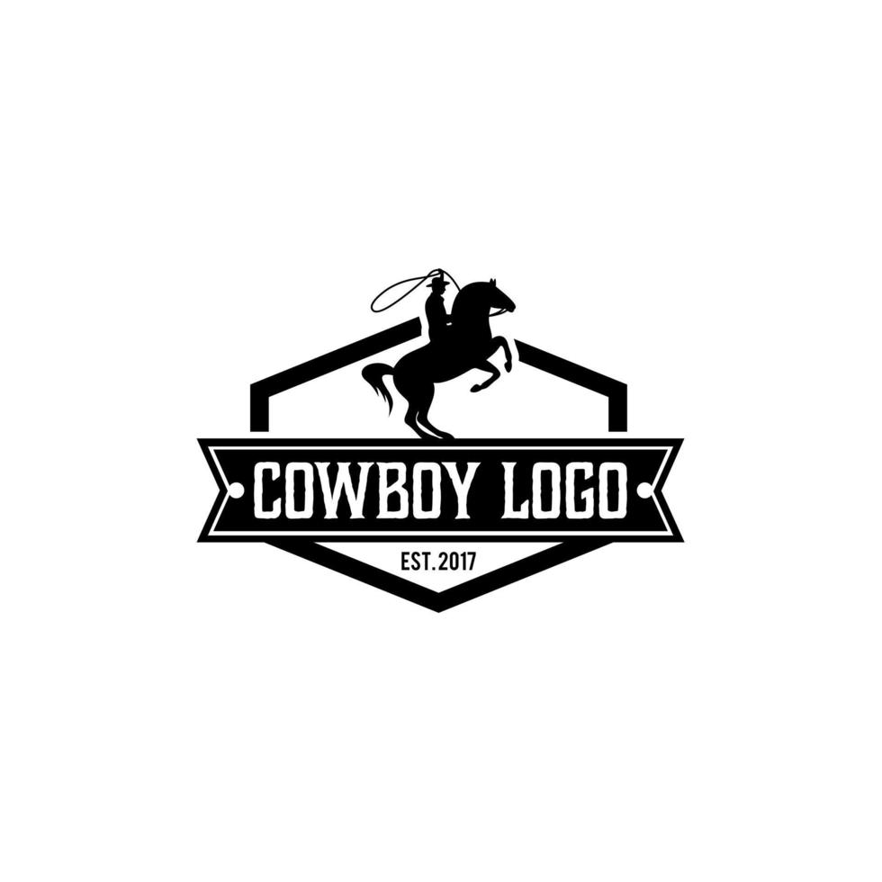 design de logotipo de cowboy e cavalo vetor