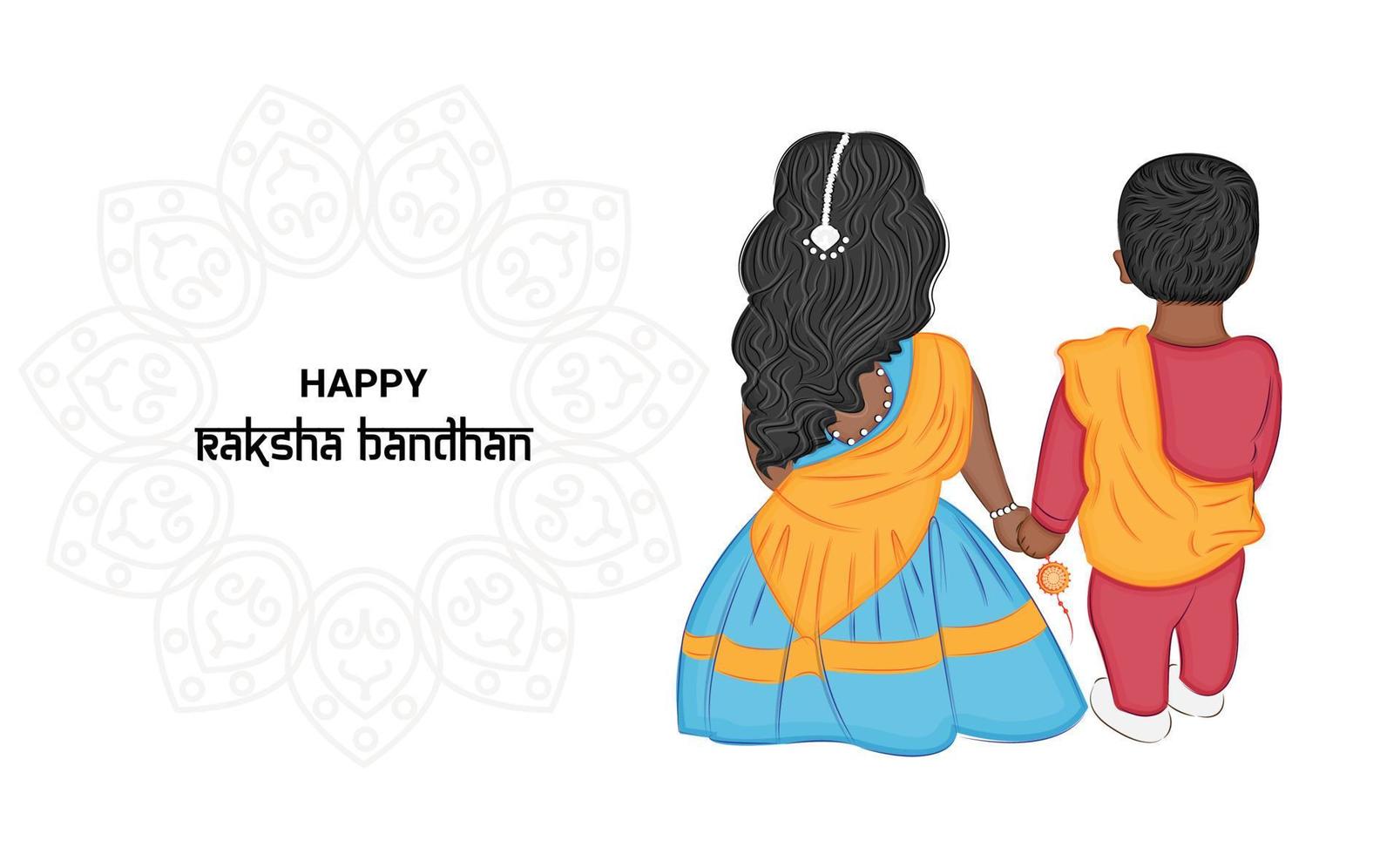 menina e menino comemorando o feriado de raksha bandhan, ilustração vetorial, impressão de cartão de saudação, têxtil, embalagem vetor