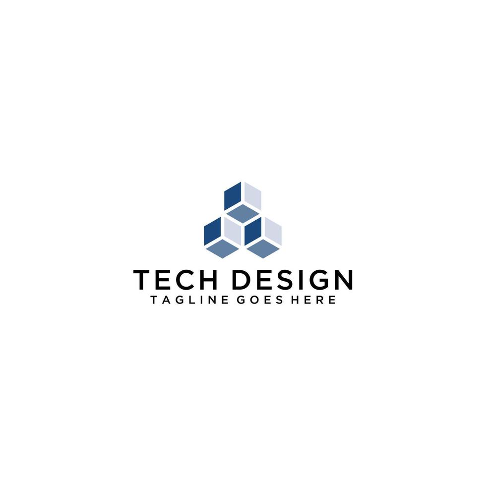 conceito de logotipo de cubo, ilustração 3d, design de logotipo vetorial vetor