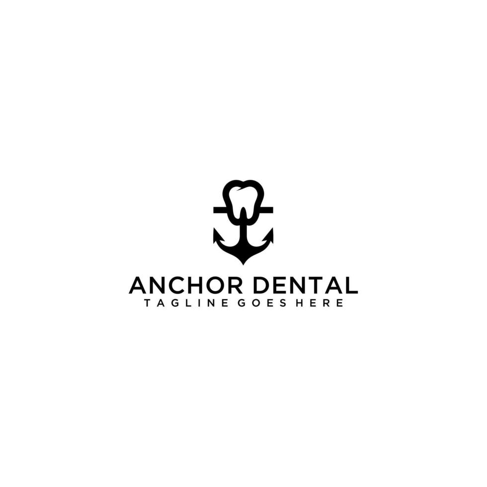 inspiração de modelo de design de logotipo dental âncora vetor