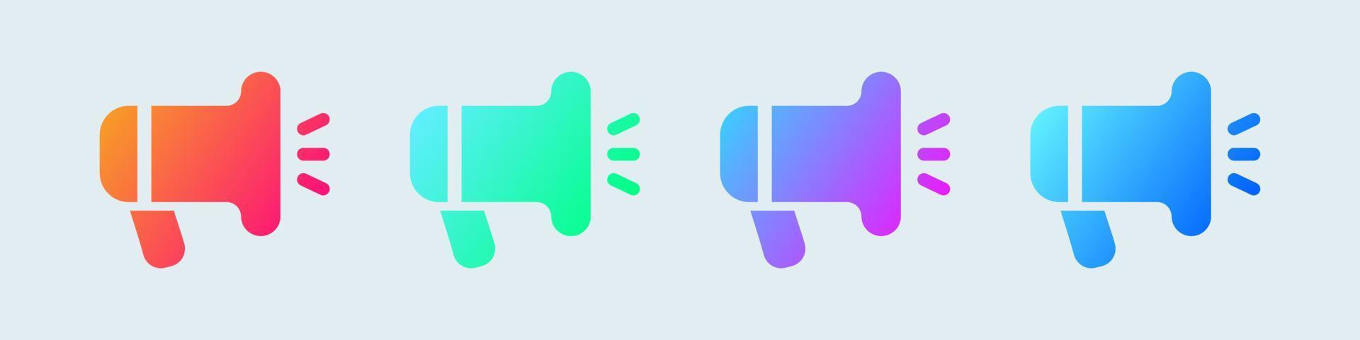ícone sólido de megafone em cores gradientes. ilustração em vetor sinal alto-falante.