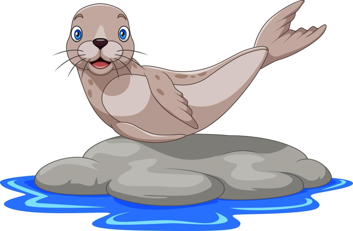 leão-marinho dos desenhos animados na rocha vetor