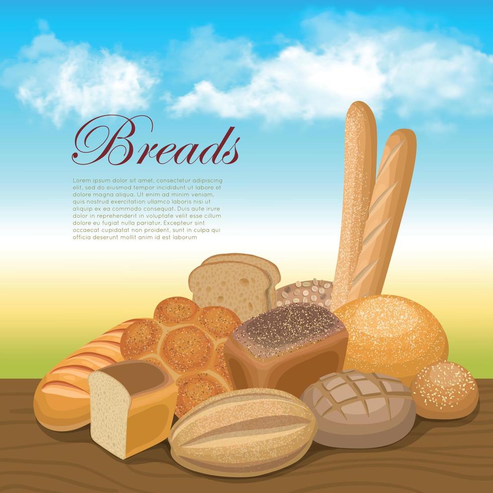 fundo do conceito de pão vetor