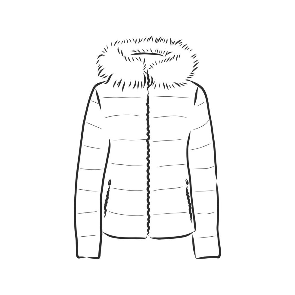 esboço de vetor de jaqueta de casaco de inverno