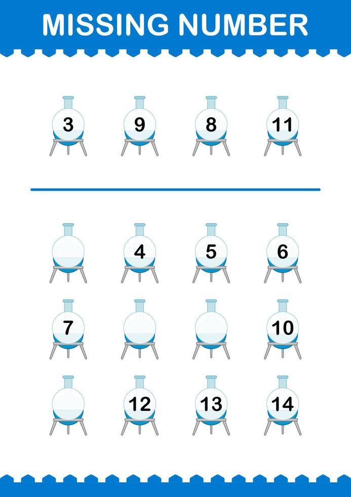 número ausente com frasco de florença. planilha para crianças vetor