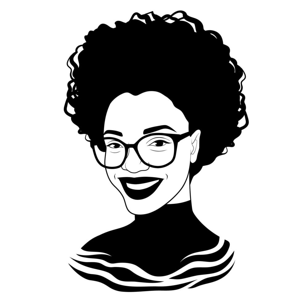 garota negra em óculos da moda. senhora negra extravagante. mulher muito afro-americana. ilustração vetorial vetor