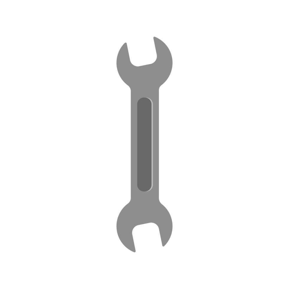 ícone de vetor ferramenta mecânica chave cinza sobre fundo branco.