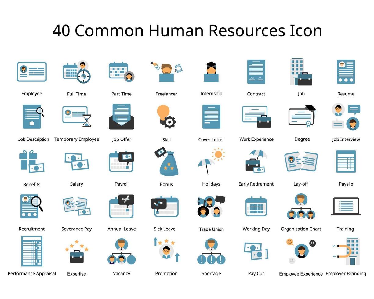 ícone plano bonito de recursos humanos comuns vetor