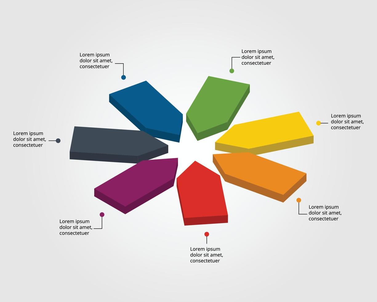 modelo de gráfico de seta para infográfico para apresentação de 7 elementos vetor