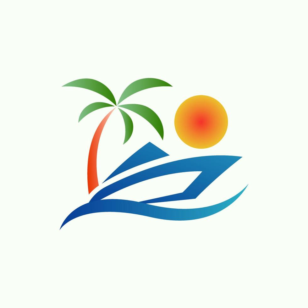 design de ilustração de logotipo de barco tropical moderno vetor