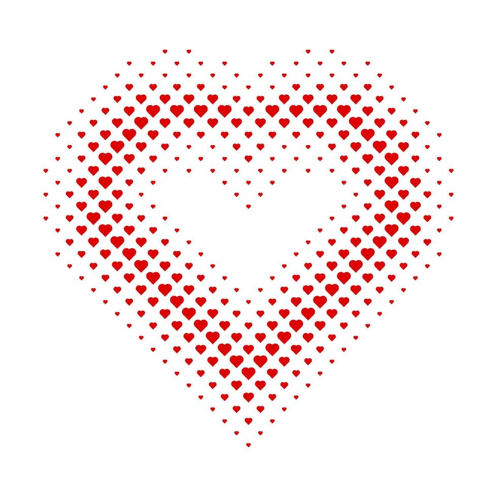 padrão de coração vermelho de ponto de meio-tom em forma de coração vetor
