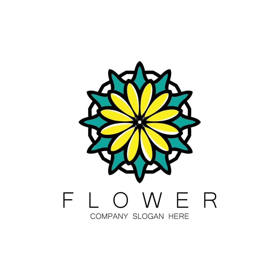 design de logotipo floral, vetor de arte mandala, para marca da empresa, adesivo de banner ou produto