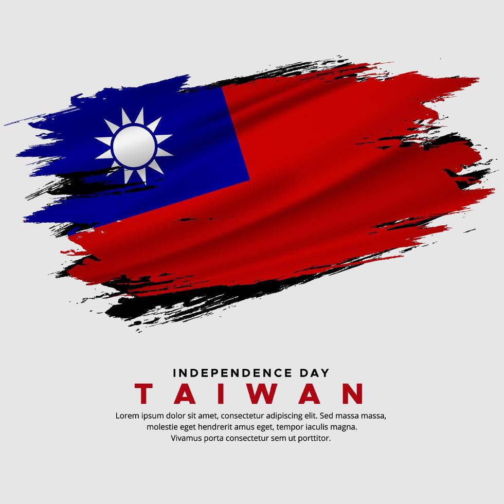 incrível vetor de fundo da bandeira de taiwan com estilo de pincel grunge. ilustração em vetor dia da independência de taiwan.