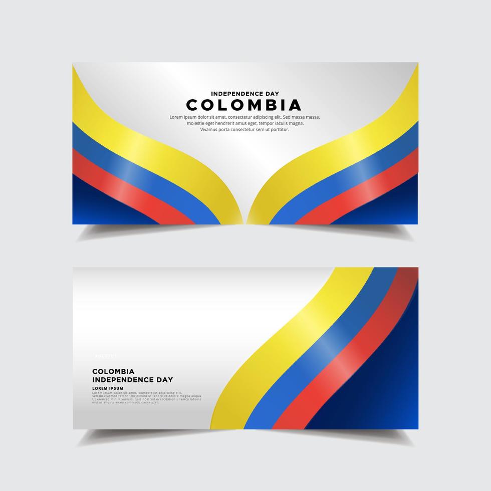 coleção de banner de design do dia da independência da colômbia. dia da independência da colômbia com vetor de bandeira ondulada.