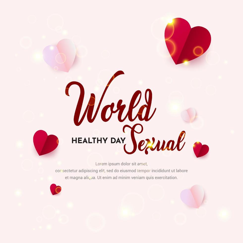 vetor de design do dia mundial da saúde sexual com corações de papel.