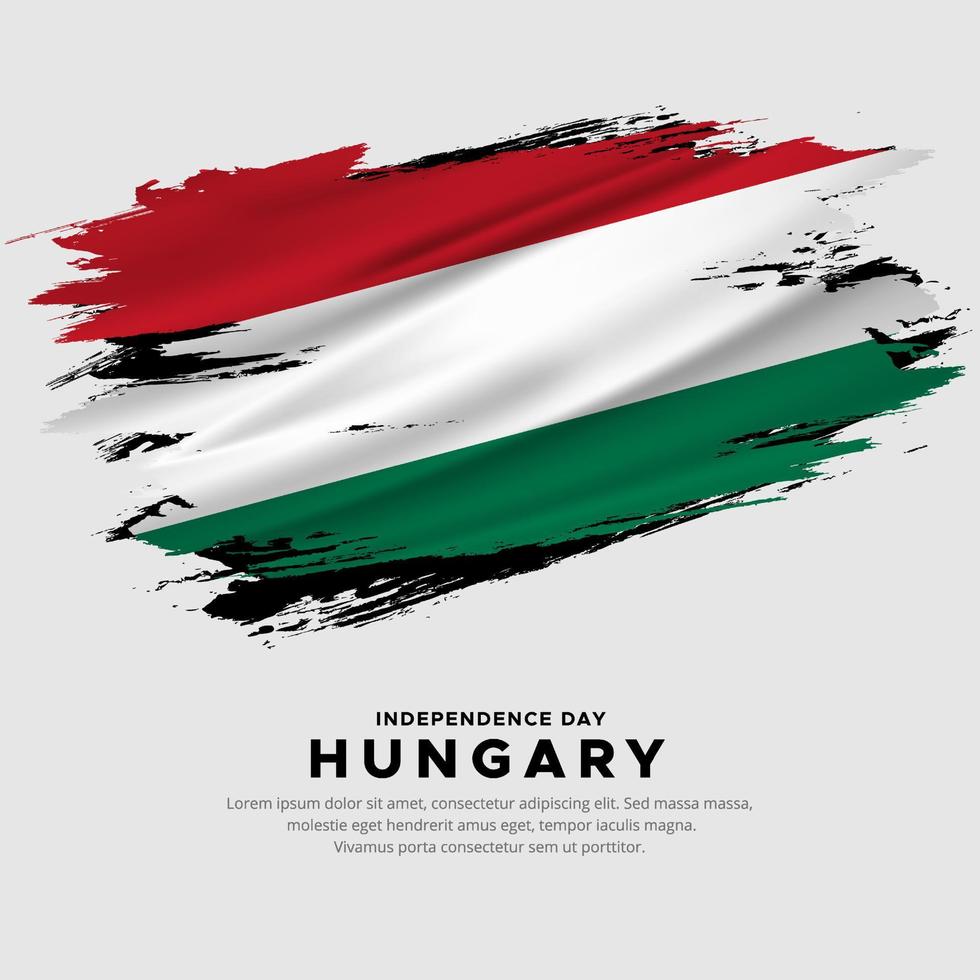 design moderno e incrível do dia da independência da Hungria com vetor de bandeira ondulada