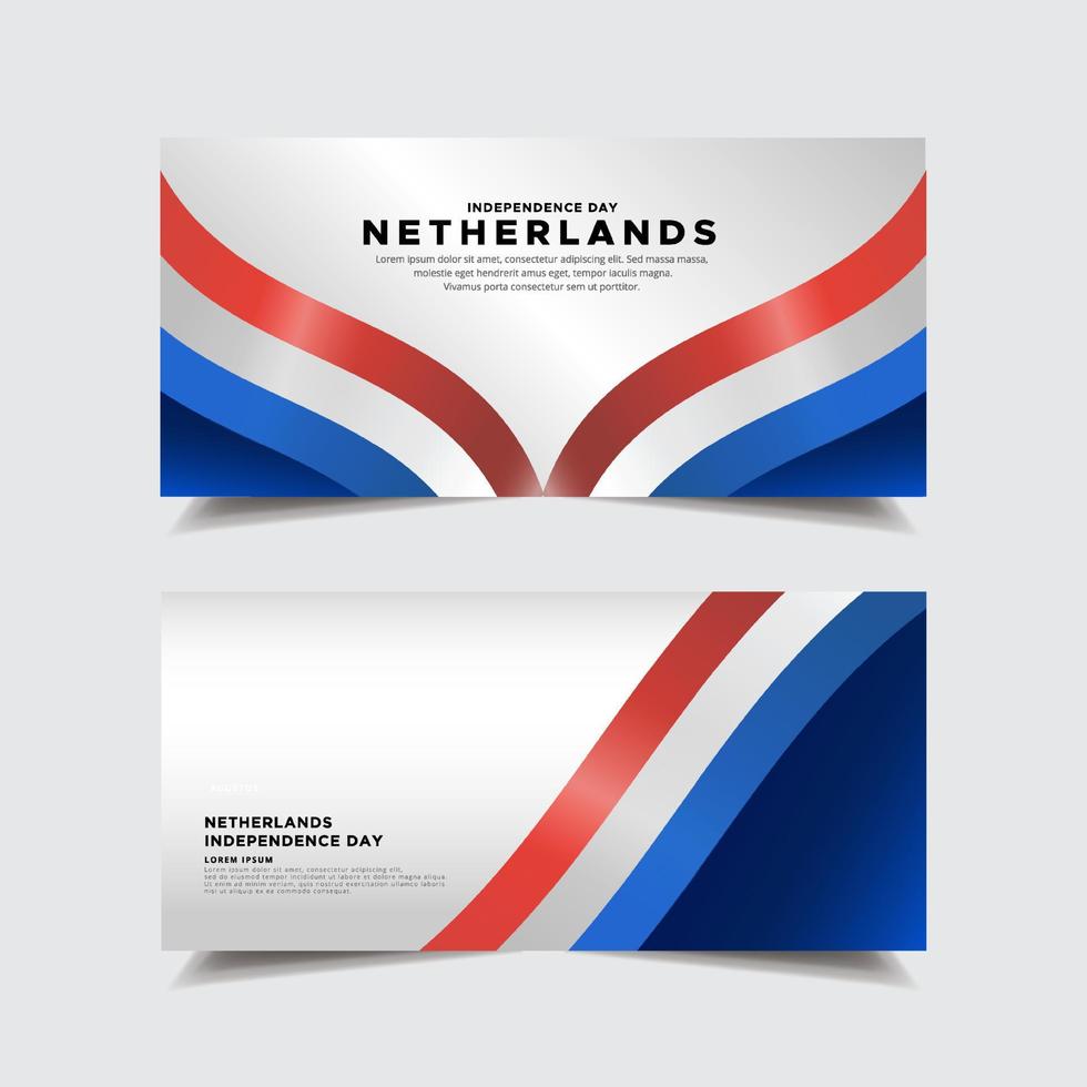 coleção de banner de design do dia da independência da holanda. dia da independência da holanda com vetor de bandeira ondulada.