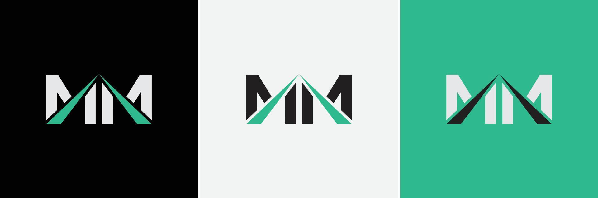 mm logotipo criativo moderno mínimo alfabeto m letra inicial marca monograma editável em formato vetorial vetor