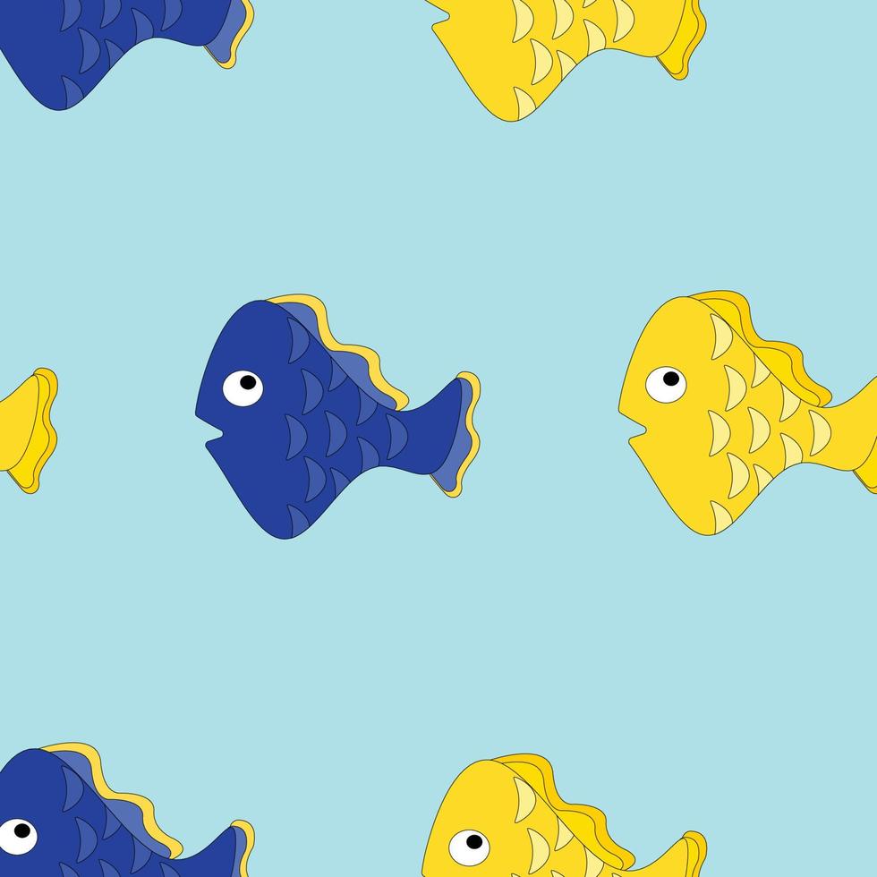 padrão de peixe em um fundo azul. peixes bonitos vetor