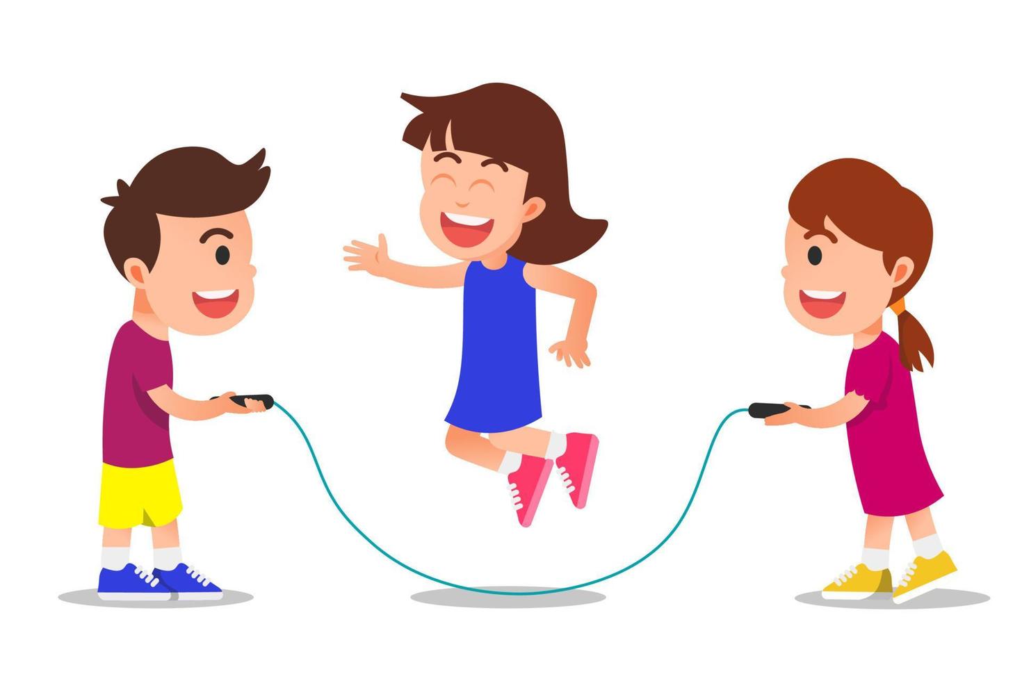 ilustração de crianças felizes brincando de pular corda vetor