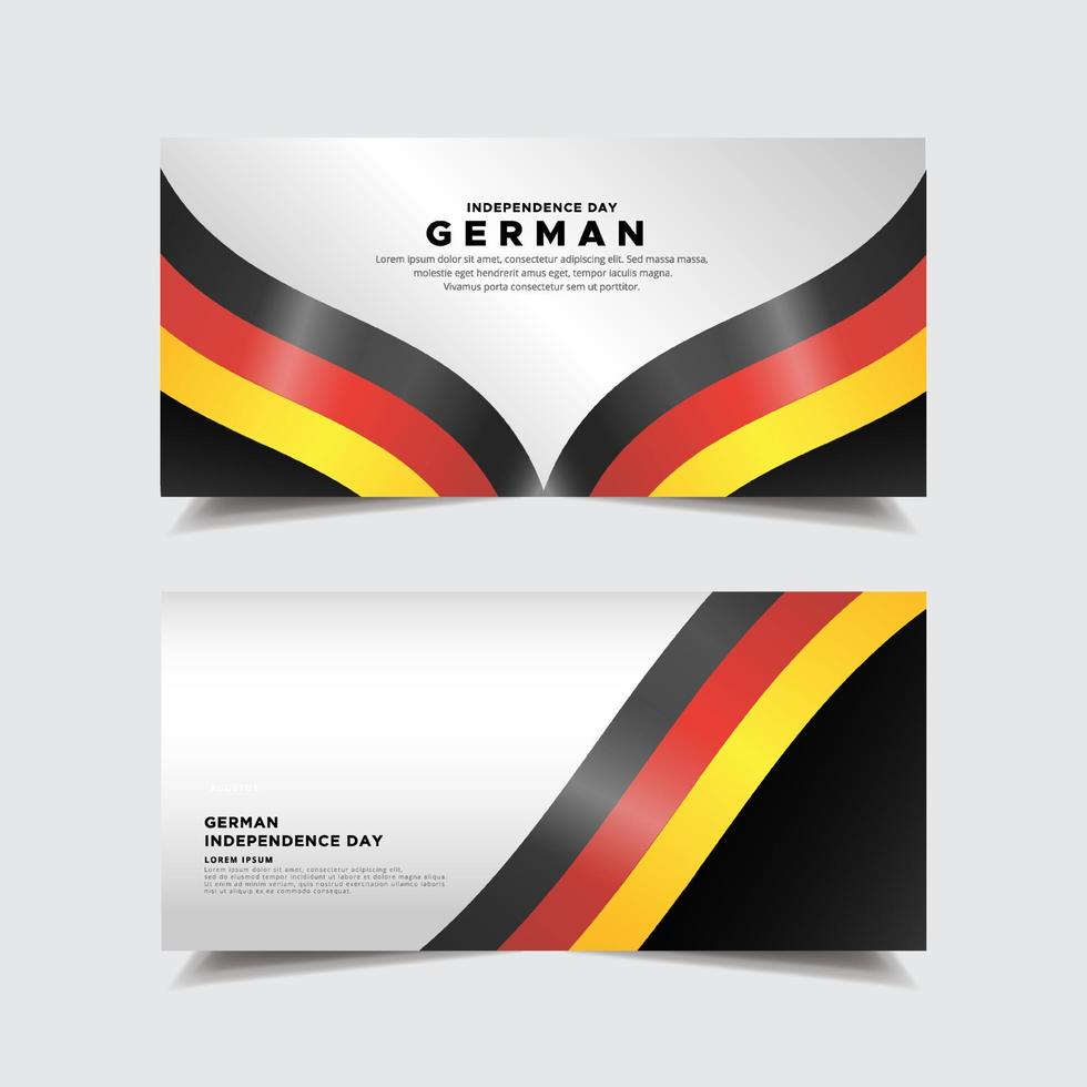 coleção de banner de design do dia da independência alemã. dia da independência alemã com vetor de bandeira ondulada.